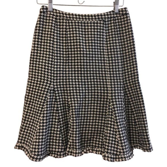Weekend MaxMara Vintage Houndstooth Wool Skirt Black and White Size 4 - Picture 2 of 10
